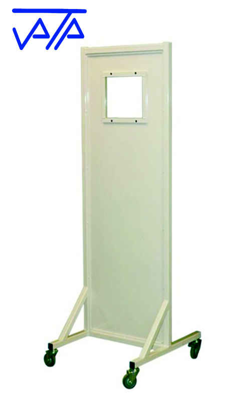 mobile x-ray barrier with lead glass
